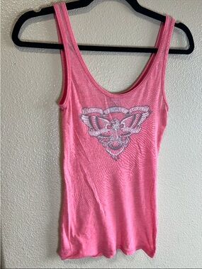 Y2k Jersey Shore Tank Top Pink Salmon Eagle Print size Medium vintage